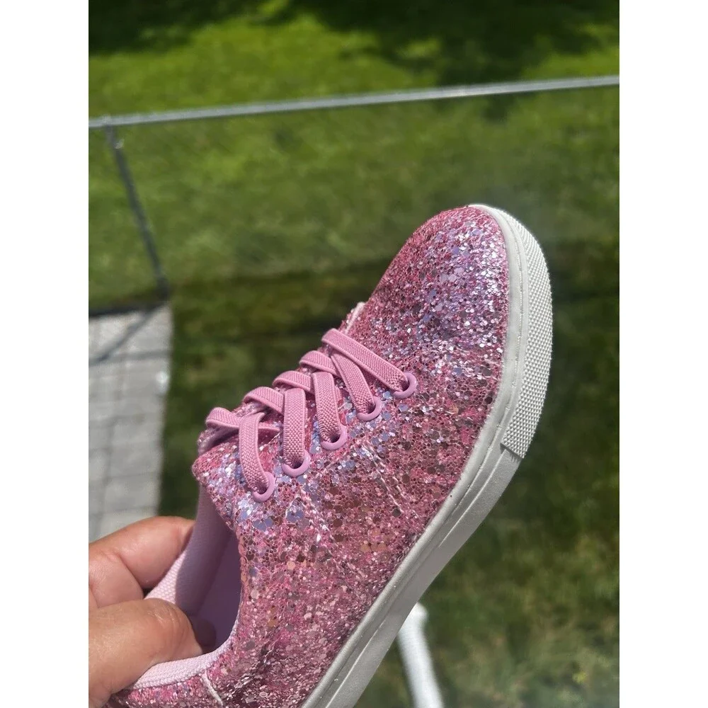 Bernal Girls Pink Glitter Sparkle Sneakers Size 12